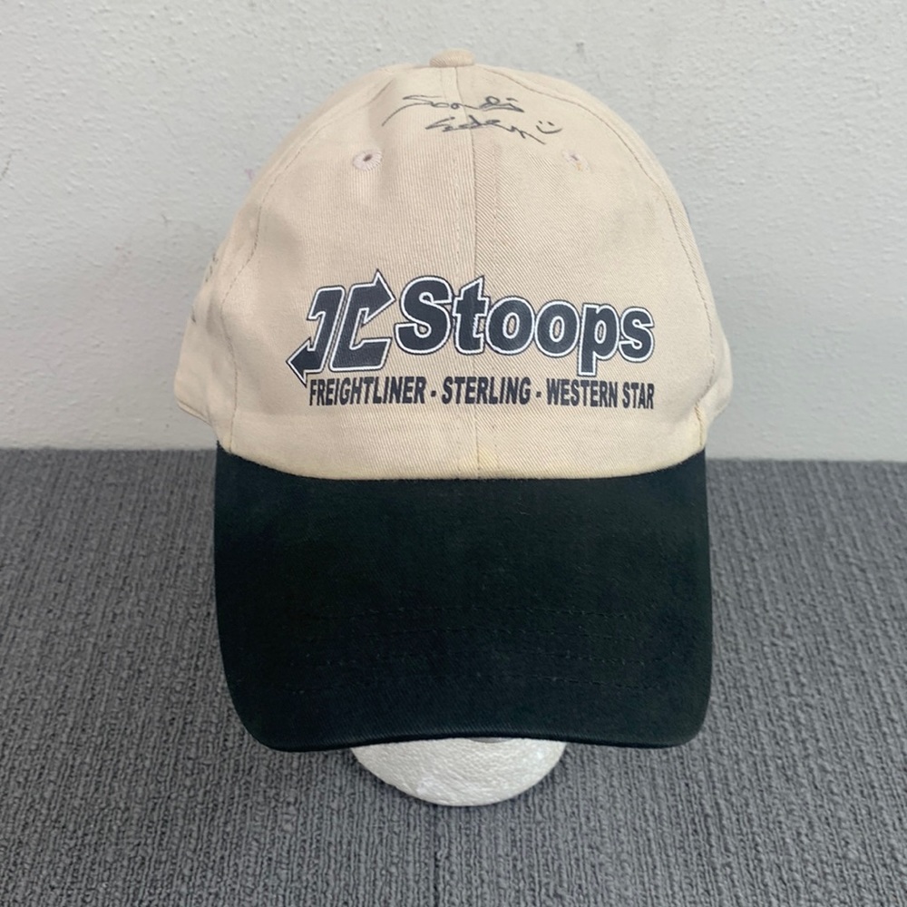 JC Stoops Baseball Hat Adjustable Black Tan Freightliner Strapback Autographed